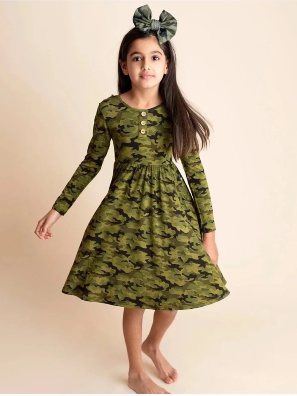 NWT LITTLE BUM BUMS BAMBOO "ROGER THAT" CAMO DRESS GIRLS SZ 9/10